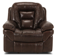 Leo Genuine Leather Rocker Recliner - Walnut 