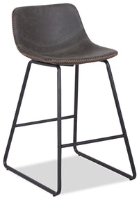 Coty Counter-Height Stool with Vegan Leather Fabric, Metal - Grey 