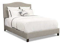 Cove Upholstered Platform Bed in Grey Fabric with Nailhead Design - Full Size 