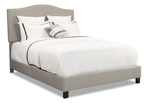 Cove Upholstered Platform Bed in Grey Fabric with Nailhead Design - Full Size