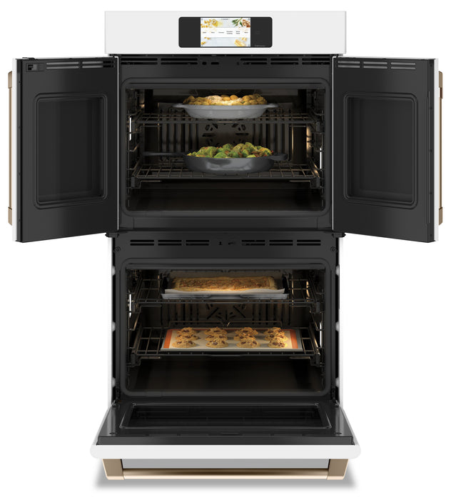 Cafe 30\" 10 Cu. Ft. Electric Double Wall Oven with True European Convection - Matte White - CTD90FP4NW2