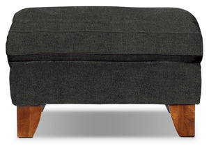 Reese Chenille Ottoman - Dark Grey