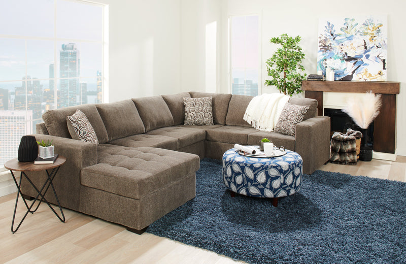 Made in Canada Customizable Sofa Lab The Curve 31\" Fabric Ottoman - Midnight Multicolour