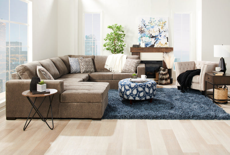 Made in Canada Customizable Sofa Lab The Curve 31\" Fabric Ottoman - Midnight Multicolour