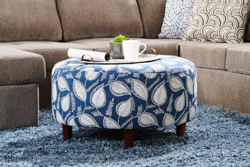 Made in Canada Customizable Sofa Lab The Curve 31\" Fabric Ottoman - Midnight Multicolour