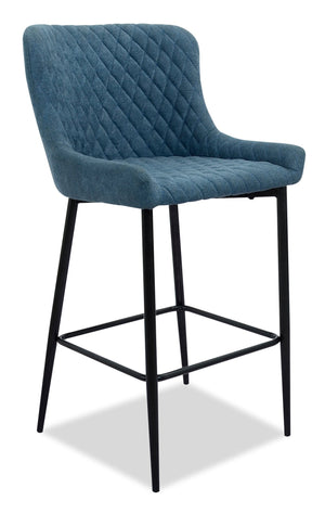 Demi Counter-Height Stool with Velvet-Like Fabric, Metal - Navy