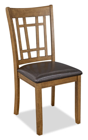 Dena Dining Chair with Vegan-Leather Fabric - Oak Brown