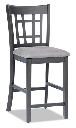 Dena Counter-Height Dining Chair with Vegan-Leather Fabric - Grey