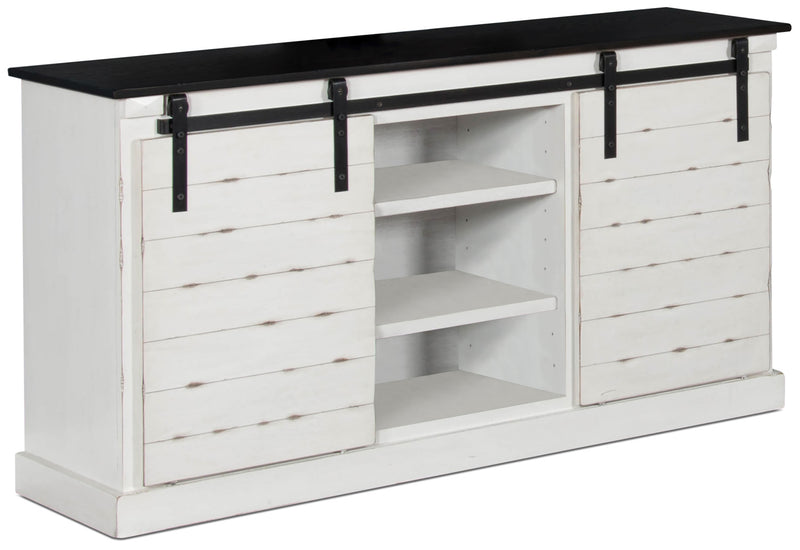Coast 65\" TV Stand with Barn Doors – White