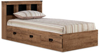 Driftwood Mates Bed with Bookcase Headboard Set for Kids, Brown - Full Size 