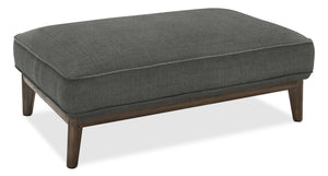 Gena Linen-Look Fabric Ottoman - Charcoal