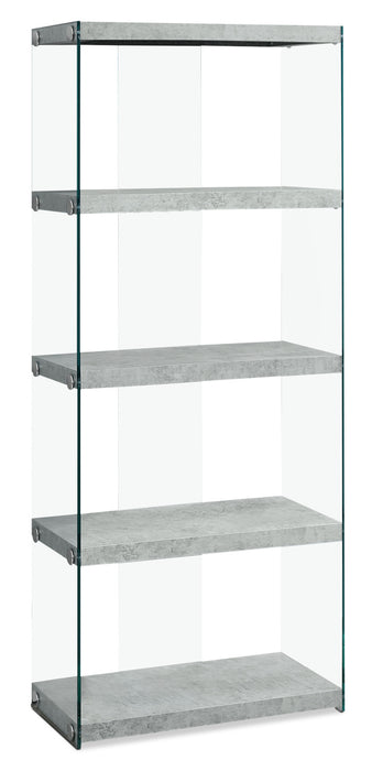 Yonah 24\" 4-Shelf Bookcase with Cement Grey Shelves - 