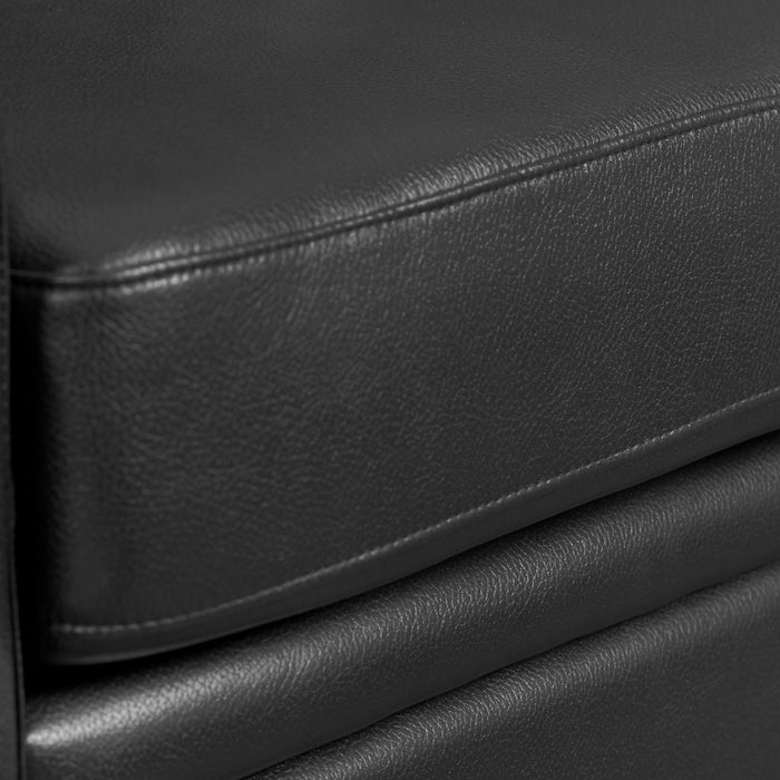 Andi 40\" Leather-Look Fabric Sofa with Button Tufting - Black