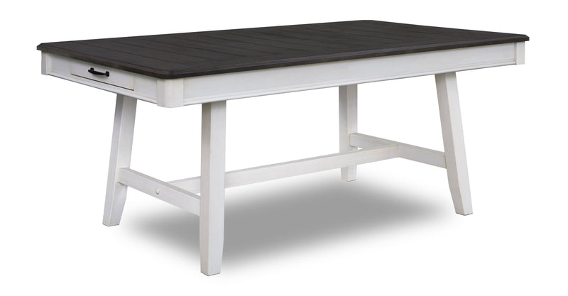 Echo 7pc Dining Table Set with Table & 6 Chairs, Storage Drawers, Trestle Base, 70\"W - White/Grey