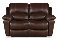 Kobe Genuine Leather Reclining Loveseat - Brown  