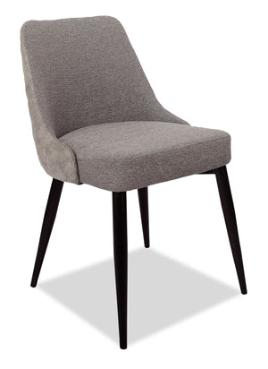 Eden Dining Chair with Linen-Look Fabric, Metal - Grey