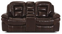 Leo Genuine Leather Reclining Loveseat - Walnut 