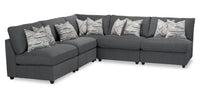 Evolve Linen-Look Fabric 5-Piece Modular Sectional with 4 Armless Chairs - Charcoal 