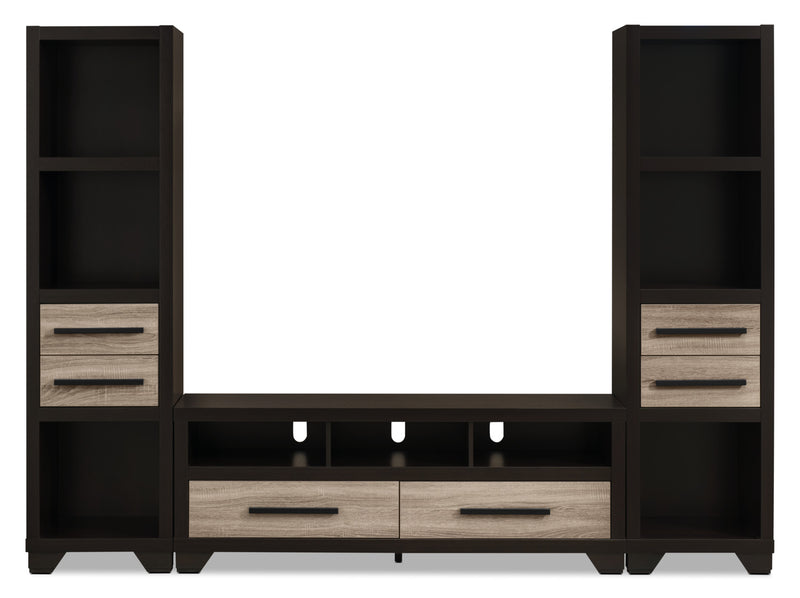 Glendale 3-Piece Entertainment Centre with Storage and Cable Management for TVs up to 65\"- Espresso