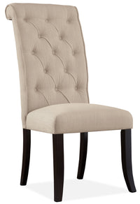 Tripton Dining Chair with Linen-Look Fabric, Button Tufted - Taupe 