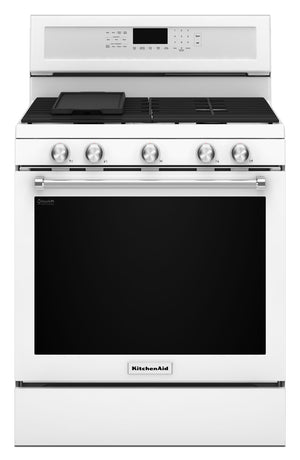 KitchenAid 5.8 Cu. Ft. Gas Range with AquaLift® and Self-Clean - White - KFGG500EWH