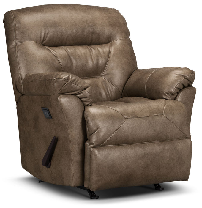 Recliner 4579 Leather-Look Fabric Massage Recliner - Tobacco