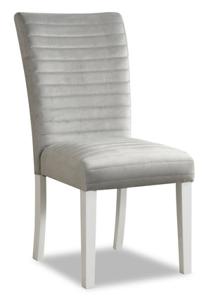 Garbo Dining Chair with Velvet Fabric, Wood - Grey