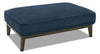 Cindy Crawford Home Gena 45\" Linen-Look Fabric Ottoman with Wood Base and Legs - Midnight Blue