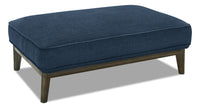 Gena Linen-Look Fabric Ottoman - Midnight