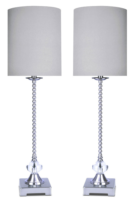 Polished Nickel with Crystal 2-Piece Table Lamp Set