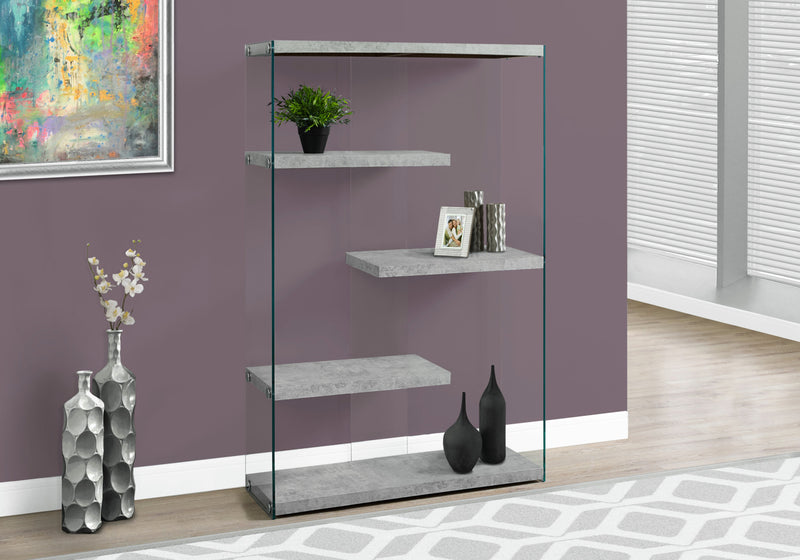 Yonah Wide Bookcase – Cement Grey