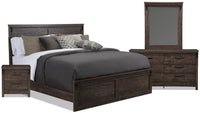 Grayson 6pc Bedroom Set with Bed, Dresser, Mirror & Nightstand, Made in Canada, Dark Grey - King Size 