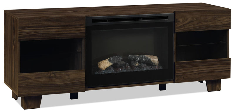 Max 62\" TV Stand with Log Firebox – Elm Brown
