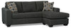 Nina 2-Piece Linen-Look Fabric Reversible Sectional - Grey