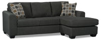 Nina 2-Piece Linen-Look Fabric Reversible Sectional - Grey 