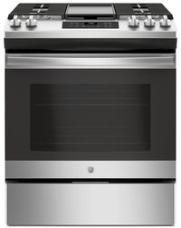 GE 5.4 Cu. Ft. Gas Range with Steam Clean and Edge To Edge Cooktop - Stainless Steel - JCGSS66SELSS 