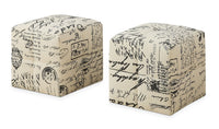 Monarch 2pc Ottoman Set with Vintage Script Design for Kids - Taupe 