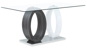 Jaye Dining Table with Glass Top, Pedestal Base, 63