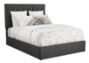 Jace Upholstered Storage Platform Bed in Grey Fabric, Tufted - Queen Size