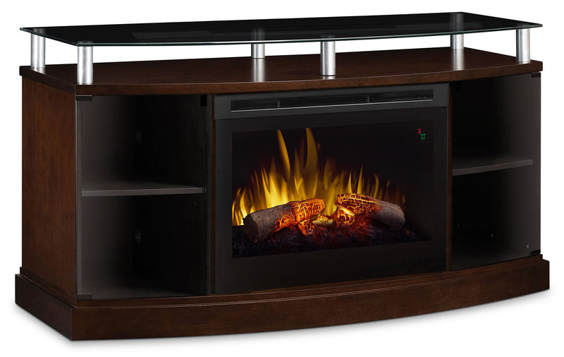 Windham 53\" TV Stand with Log Firebox – Mocha