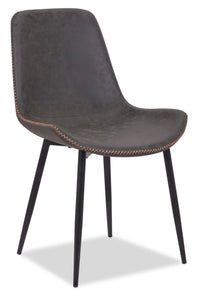 Kaia Dining Chair with Vegan Leather Fabric, Metal - Grey 