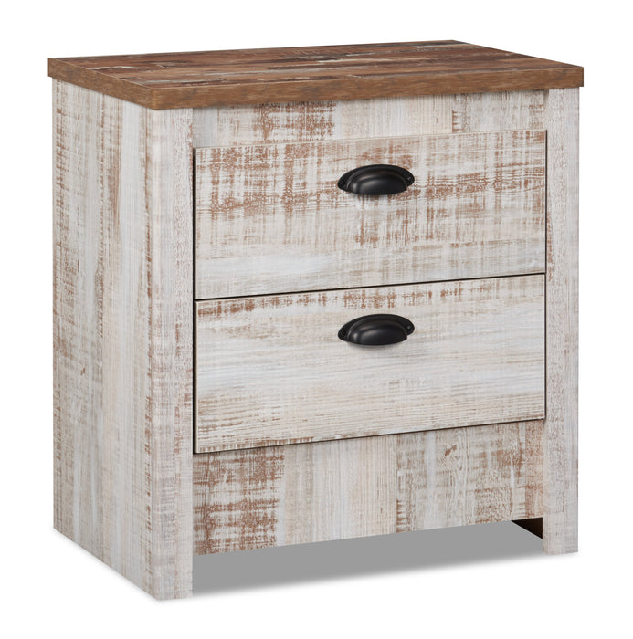 Kaia 6pc Bedroom Set with Panel Bed, Dresser, Mirror & Nightstand, Whitewash - Full Size