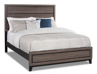 Kate Panel Bed with Headboard & Frame, Grey/Brown - Queen Size 