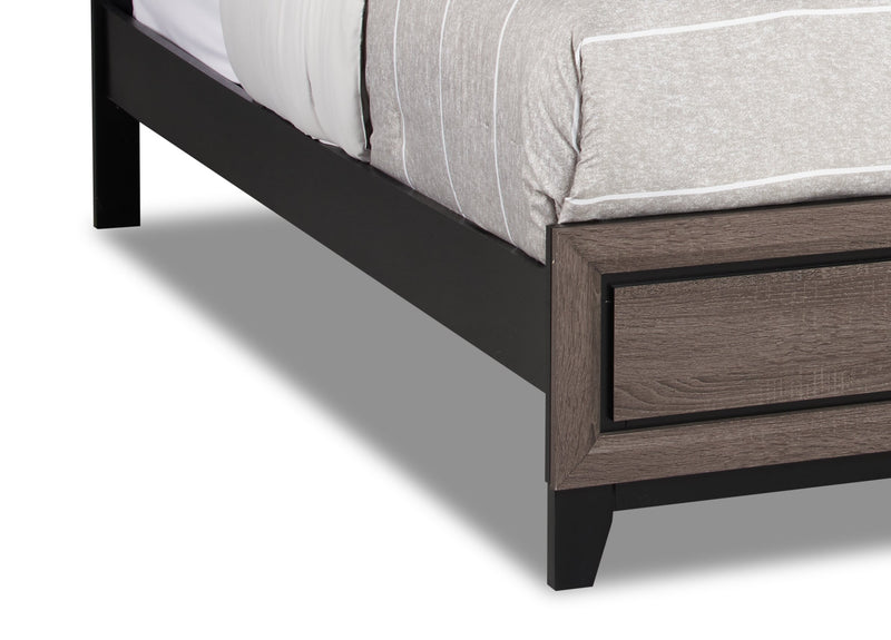 Kate 5pc Bedroom Set with Bed, Dresser & Mirror, Grey/Brown - King Size
