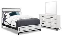 Kate 5pc Bedroom Set with Bed, Dresser & Mirror, White - King Size 