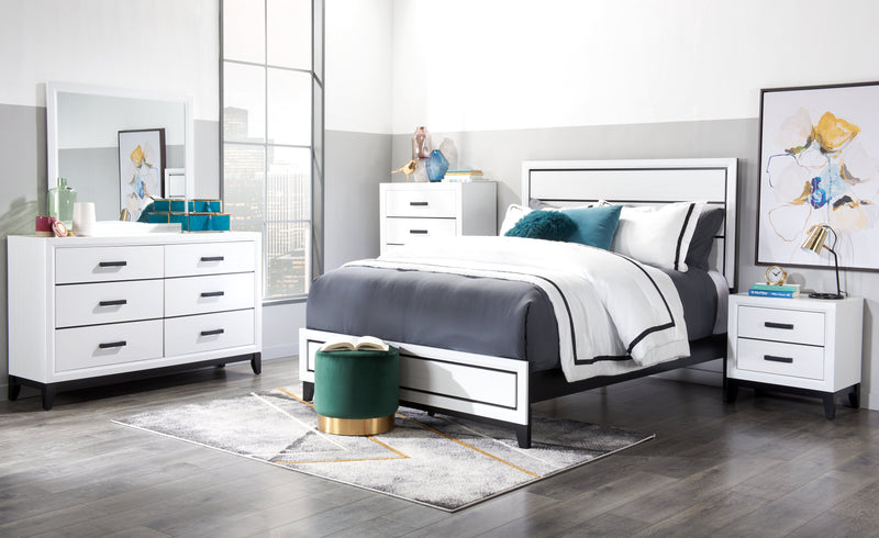 Kate 5pc Bedroom Set with Bed, Dresser & Mirror, White - Queen Size