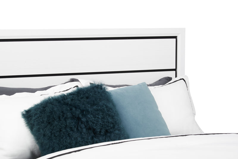 Kate Panel Bed with Headboard & Frame, White - King Size