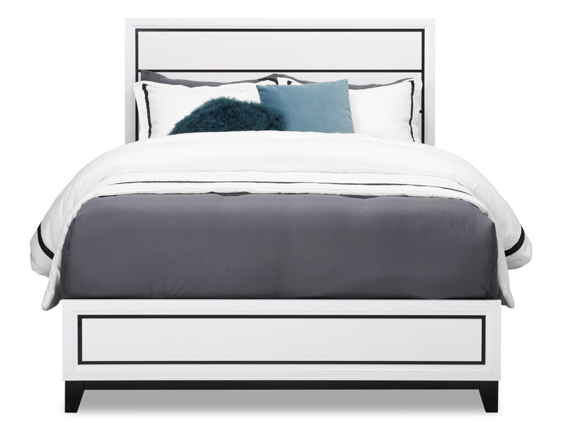 Kate 5pc Bedroom Set with Bed, Dresser & Mirror, White - Queen Size