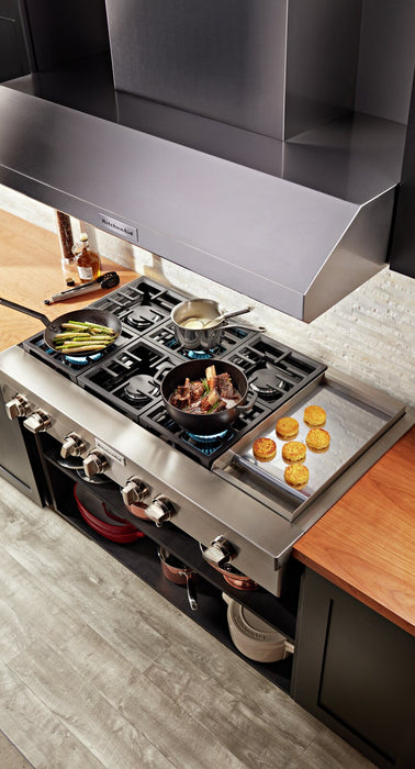 KitchenAid 48\" 6-Element Gas Cooktop - Stainless Steel - KCGC558JSS