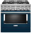 KitchenAid 5.1 Cu. Ft. Smart Gas Range with Self-Clean - Ink Blue - KFGC506JIB